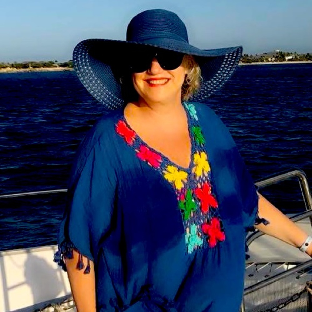 Elegant Blue Straw Sun Hat wide brim